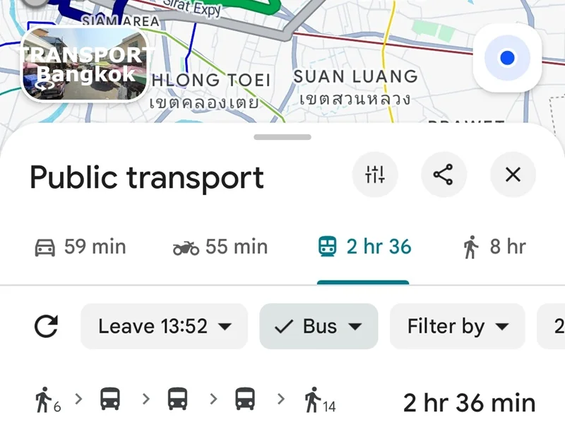 Google Maps Bangkok Bus